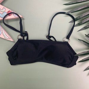 NWT Black Juniors Bikini Top Silver Rings - Xhilaration